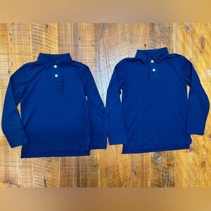 Cat & Jack Navy Long Sleeve School Uniform Polos Size Small (6-7) Bundle of 2
